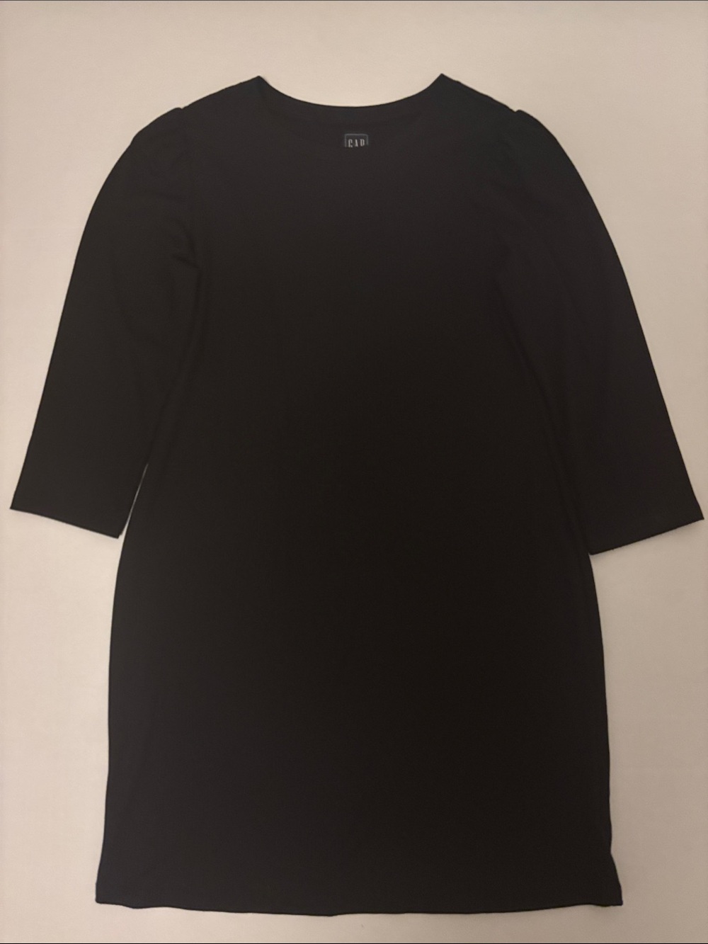 GAP Black Ribbed 3/4 Sleeve Shift Dress Size L